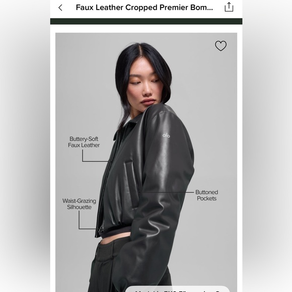 ALO Yoga Jackets & Blazers - ALO Yoga Women's Dark Gray Faux Leather Jacket